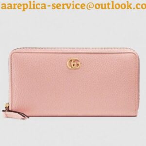 Replica Gucci Light Pink Leather Zip Around Wallet