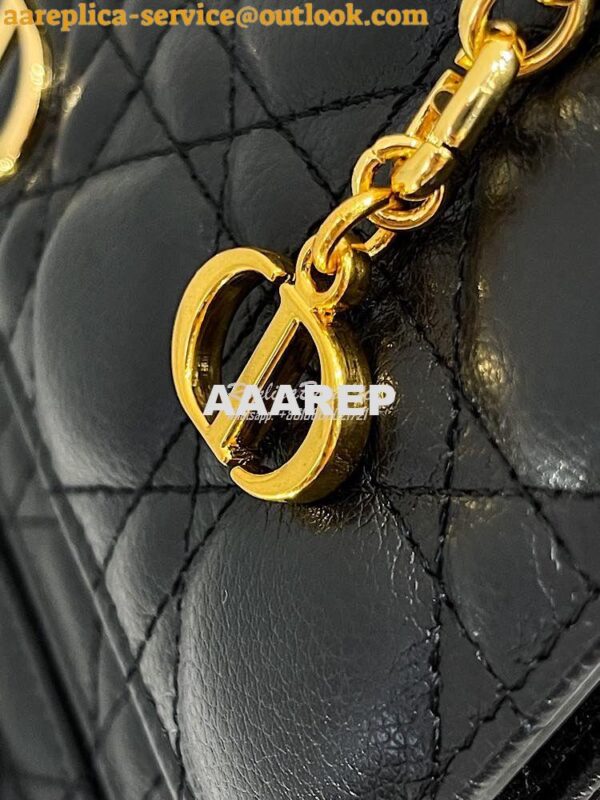 Replica Dior Caro Belt Pouch With Chain in Black Supple Cannage Calfsk 6