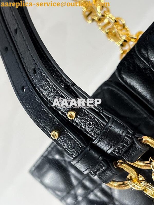 Replica Dior Caro Belt Pouch With Chain in Black Supple Cannage Calfsk 10