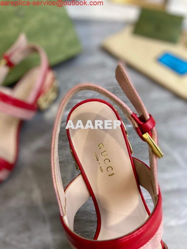 Replica Gucci 655409 Women's Sandal With Chain-Shaped Heel Leather Red 5