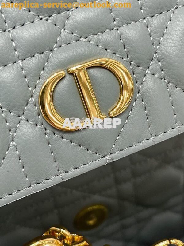 Replica Dior Caro Belt Pouch With Chain in Gray Supple Cannage Calfski 5