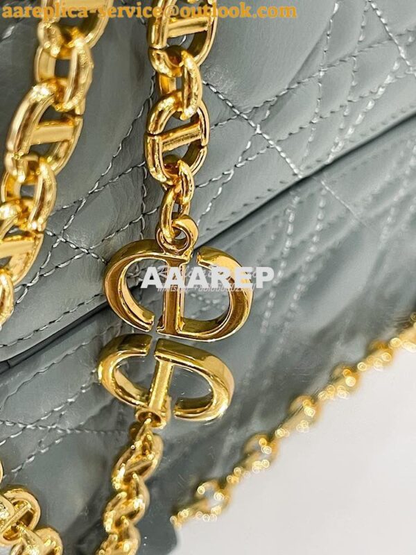 Replica Dior Caro Belt Pouch With Chain in Gray Supple Cannage Calfski 6