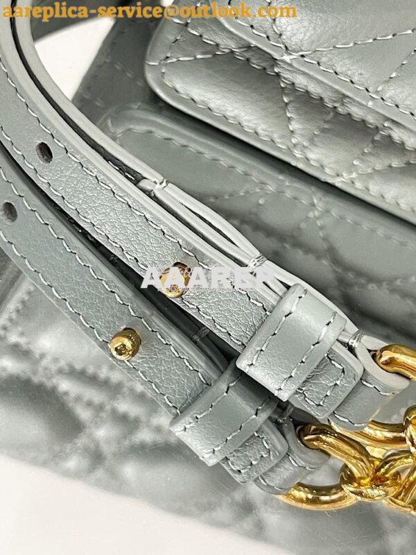 Replica Dior Caro Belt Pouch With Chain in Gray Supple Cannage Calfski 7