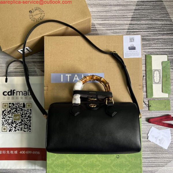 Replica Gucci 655663 Gucci Diana Japan Limited Small Top Handle Bag Black 3