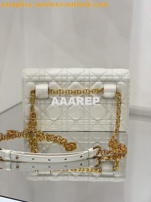 Replica Dior Caro Belt Pouch With Chain in Latte Supple Cannage Calfsk 10