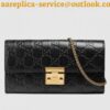 Replica Gucci Padlock GG Canvas and Calfskin Continental Chain Wallet 453506 Black