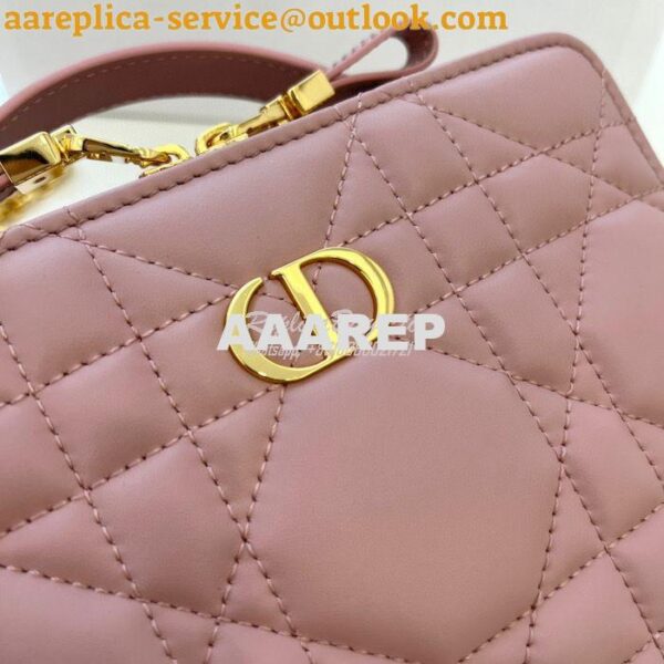 Replica Dior Caro Box Bag With Chain Antique Pink Quilted Macrocannage 4