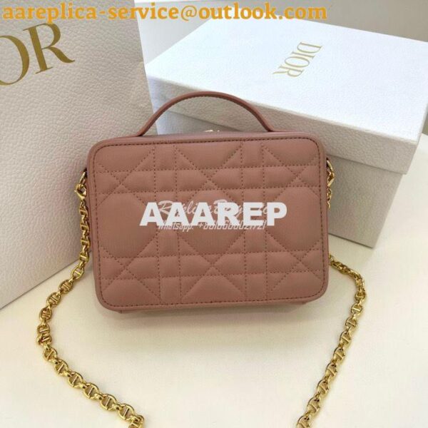 Replica Dior Caro Box Bag With Chain Antique Pink Quilted Macrocannage 8