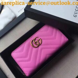 Replica Gucci Pink GG Marmont Zip Around Wallet 2