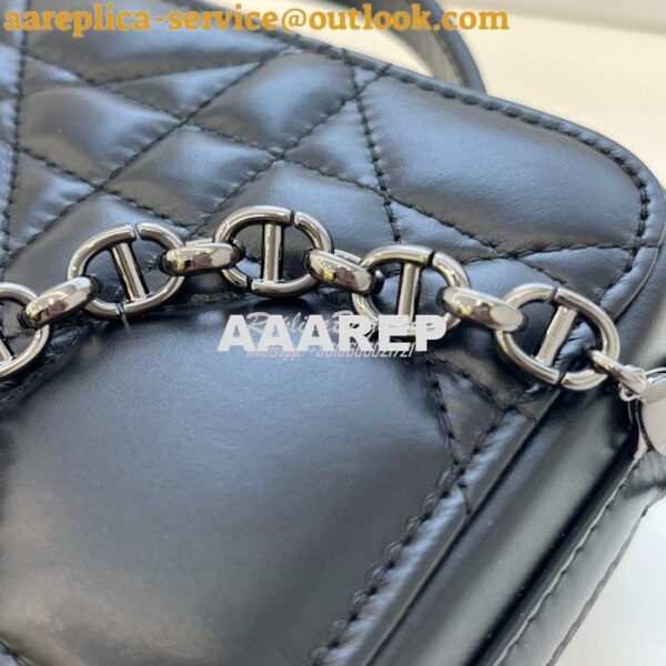 Replica Dior Caro Box Bag With Chain Black Quilted Macrocannage Calfsk 8