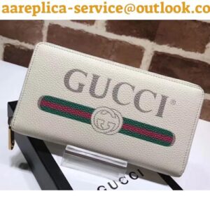 Replica Gucci Print Vintage Logo Grained Leather Zip Around Wallet 496317 White 2