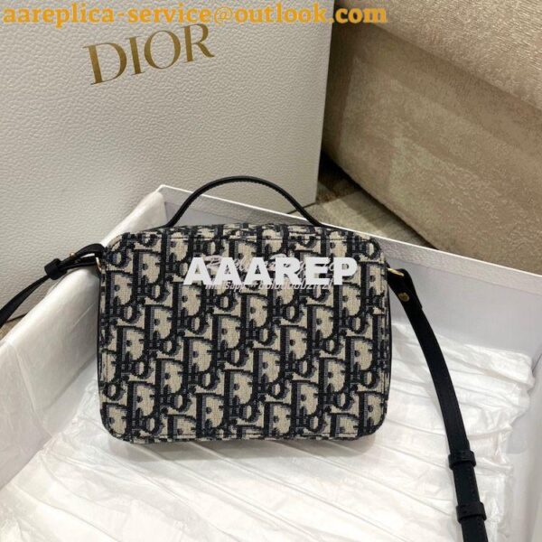 Replica Dior Caro Box Bag With Chain Blue Oblique Canvas S5140 8