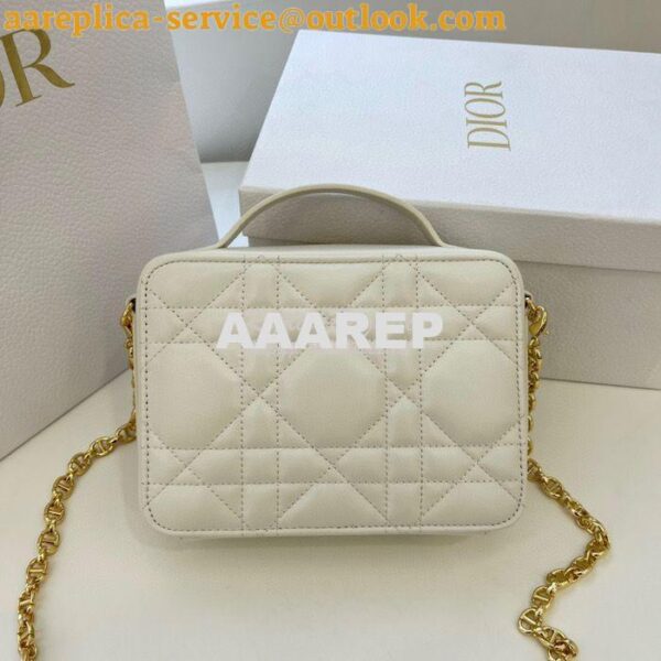 Replica Dior Caro Box Bag With Chain Latte Quilted Macrocannage Calfsk 8