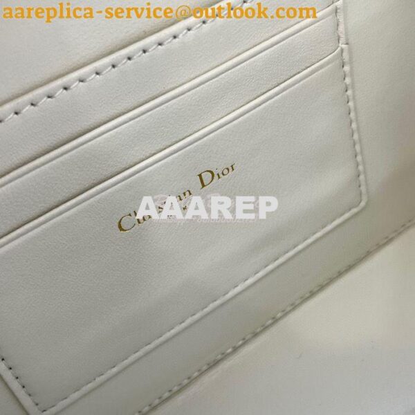 Replica Dior Caro Box Bag With Chain Latte Quilted Macrocannage Calfsk 10