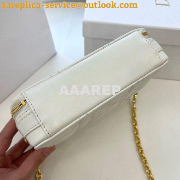 Replica Dior Caro Box Bag With Chain Latte Quilted Macrocannage Calfsk 11