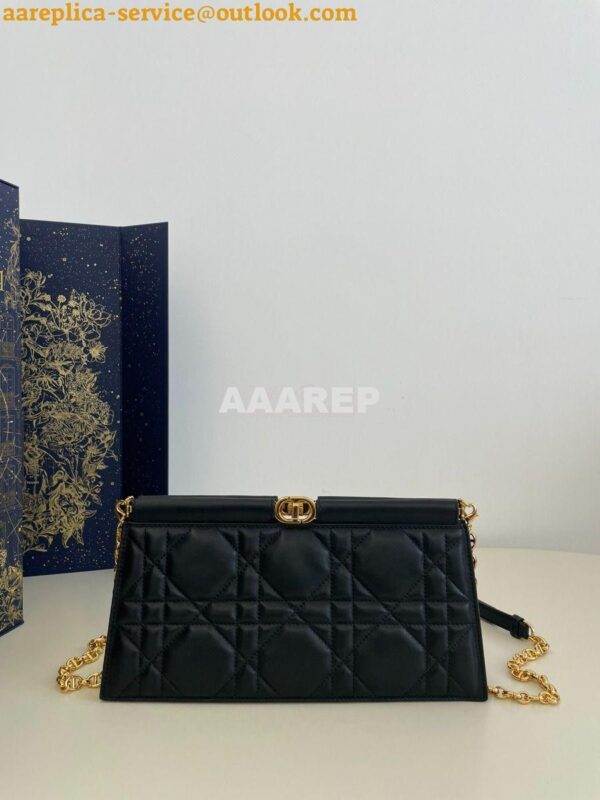 Replica Dior Caro Colle Noire Clutch With Chain Black Cannage Lambskin 3