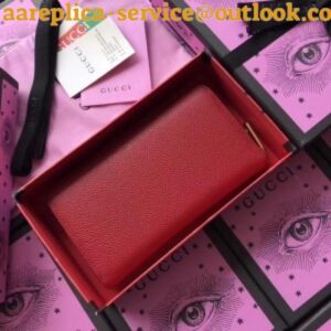 Replica Gucci Red Print Leather Zip Around Wallet 2