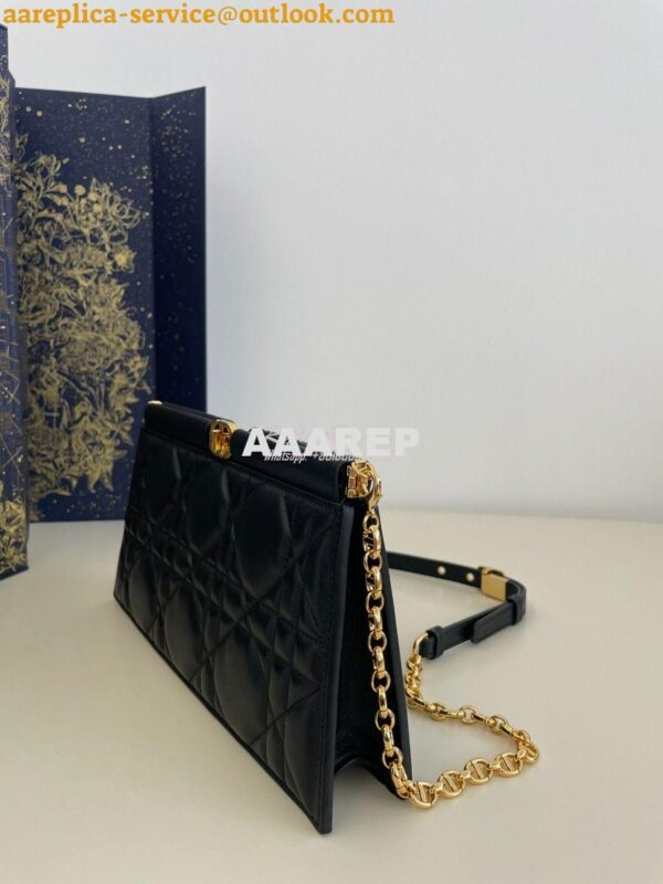 Replica Dior Caro Colle Noire Clutch With Chain Black Cannage Lambskin 5