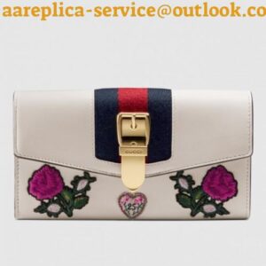 Replica Gucci Sylvie Embroidered Leather Continental Wallet