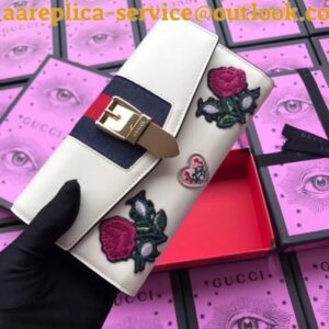 Replica Gucci Sylvie Embroidered Leather Continental Wallet 2