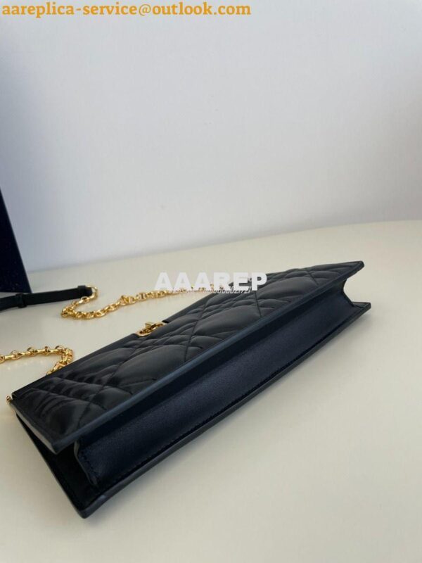 Replica Dior Caro Colle Noire Clutch With Chain Black Cannage Lambskin 12