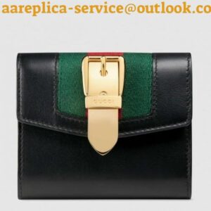 Replica Gucci Sylvie Flap Wallet In Black Leather