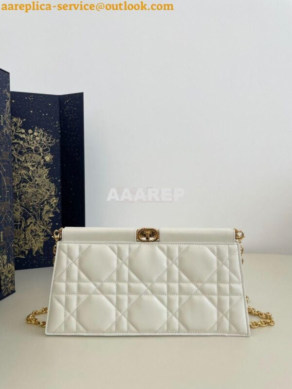 Replica Dior Caro Colle Noire Clutch With Chain Latte Cannage Lambskin 3