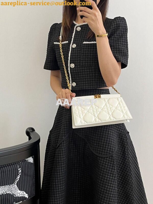 Replica Dior Caro Colle Noire Clutch With Chain Latte Cannage Lambskin 9