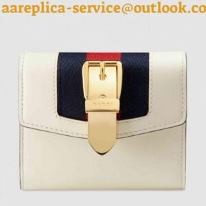 Replica Gucci Sylvie Flap Wallet In White Leather