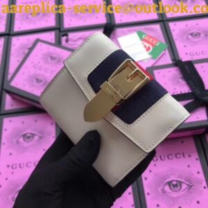 Replica Gucci Sylvie Flap Wallet In White Leather 2