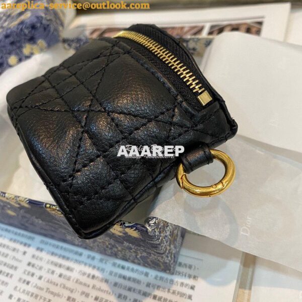 Replica Dior Caro Detachable Half-Moon Coin Purse in Black Cannage Sup 6