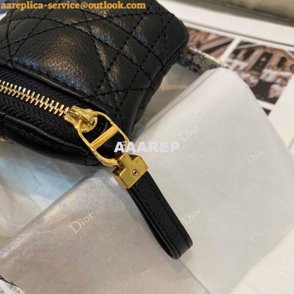 Replica Dior Caro Detachable Half-Moon Coin Purse in Black Cannage Sup 8