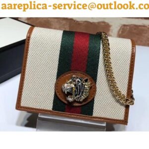 Replica Gucci Vintage Web Rajah Chain Card Case Wallet 573790 2019 2