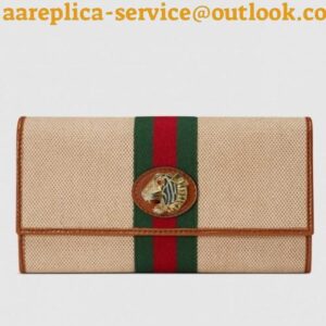 Replica Gucci Vintage Web Rajah Continental Wallet 573789 Canvas Beige 2019