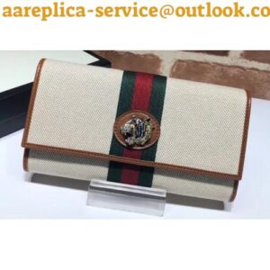 Replica Gucci Vintage Web Rajah Continental Wallet 573789 Canvas Beige 2019 2