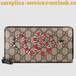 Replica Gucci 451273 Kingsnake print GG Supreme zip around wallet iReplicaBags | Replica Louis Vuitton Bags, Wallets, Shoes, Belts etc