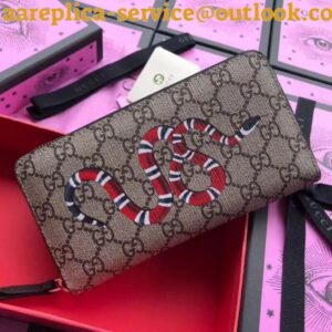 Replica Gucci 451273 Kingsnake print GG Supreme zip around wallet iReplicaBags | Replica Louis Vuitton Bags, Wallets, Shoes, Belts etc 2