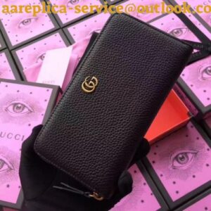 Replica Gucci 456117 GG Marmont leather zip around wallet Black iReplicaBags | Replica Louis Vuitton Bags, Wallets, Shoes, Belts etc 2