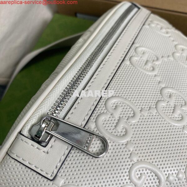 Replica Gucci 658582 GG embossed belt bag White GG embossed leather 7