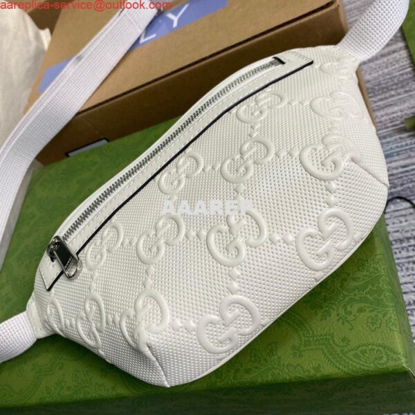 Replica Gucci 658582 GG embossed belt bag White GG embossed leather 8