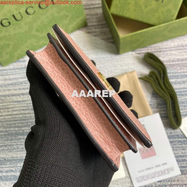 Replica Gucci 658610 GG Marmont Card Case Wallet Pink 5