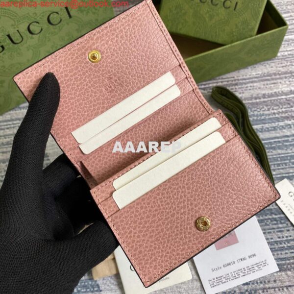 Replica Gucci 658610 GG Marmont Card Case Wallet Pink 7