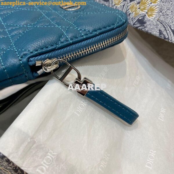 Replica Dior Caro Multifunctional Pouch Ocean Blue Supple Cannage Calf 9