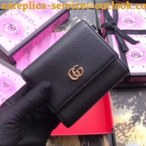 Replica Gucci Black GG Marmont Compact Wallet 2