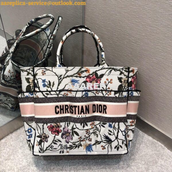 Replica Dior Catherine Tote Bag Rosa Mutabilis Embroidered Canvas M127 3