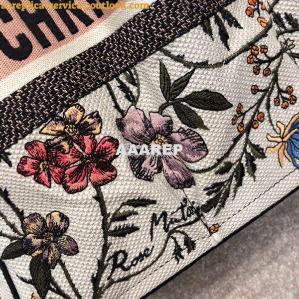 Replica Dior Catherine Tote Bag Rosa Mutabilis Embroidered Canvas M127 7