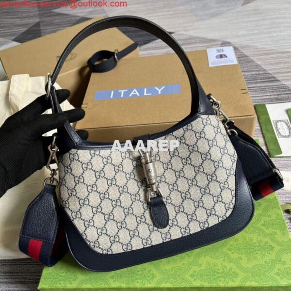 Replica Gucci 678843 Jackie 1961 Small GG Shoulder Bag Beige Blue 5