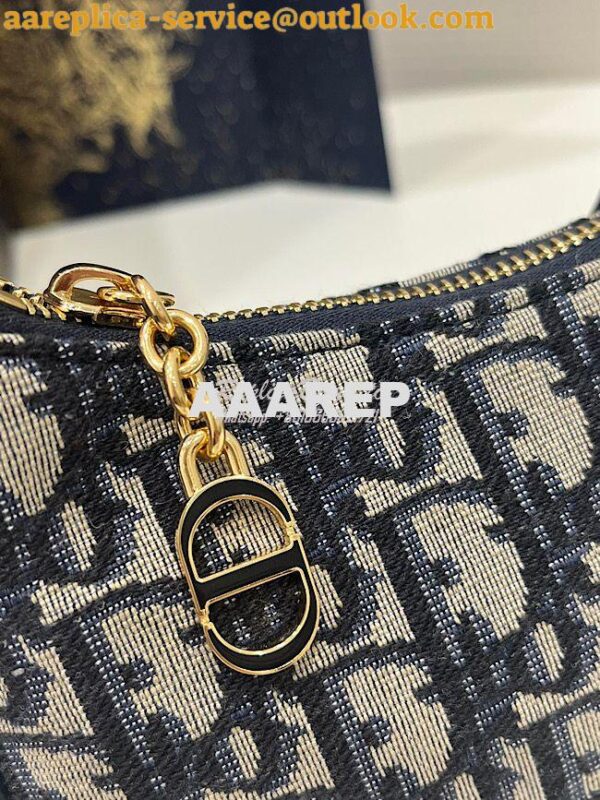 Replica Dior CD Lounge Bag Blue Oblique Jacquard M22626 4