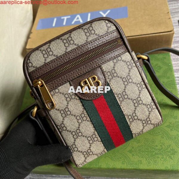 Replica Gucci 680129 Gucci x Balenciaga The Hacker Project Shoulder Zip Bag Brown 5