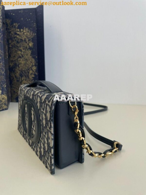 Replica Dior CD Signature Mini Bag Blue Oblique Jacquard S2209 5